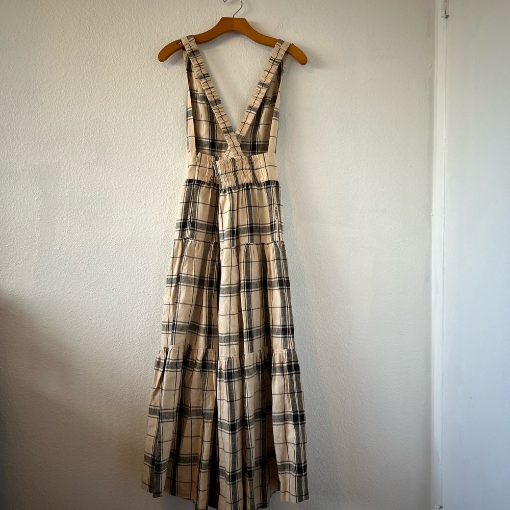 Shona Joy Indra Linen Plunged Cross Back Midi Dress Size 4 - Picture 8 of 14